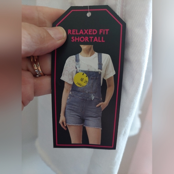 No Boundaries Y2K Relaxed Shortalls Shorts Overalls White XL 15-17 - Picture 6 of 8